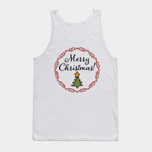 Merry Christmas Candy Candy Canes Wreath Tank Top